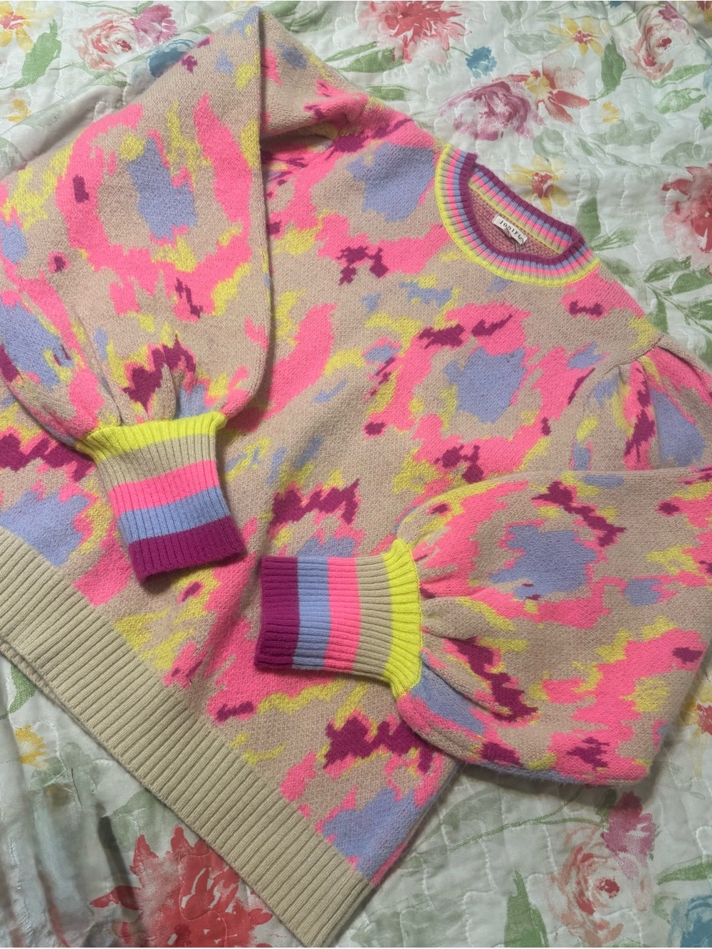Women’s Pastel Abstract Pattern Crewneck Sweater by Jodifl - Pink Multicolor